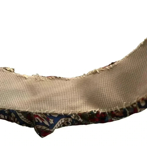 Handcrafted Abstract Floral Print Jewel Tones Headband with Grosgrain Ribbon - Picture 2 of 7